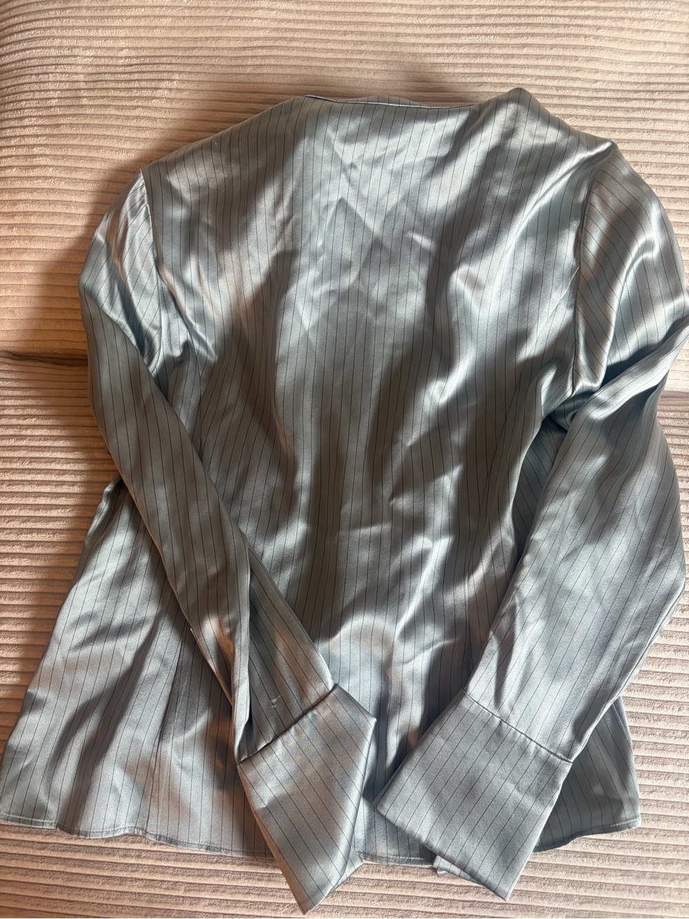 Lafayette 148 New York Silver Pinstripe Button-Front Shirt - Picture 5 of 5